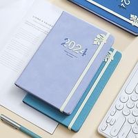 Elastic Strap 2024 Agenda Book Portable A5 with Calendar To Do List English Notepad Diary Weekly Planner Students miniinthebox