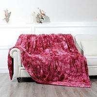 Soft Fuzzy Faux Fur Throw Blankets - Fluffy Plush Lightweight Cozy Snuggly for Couch Sofa Living Room Bedroom - Burgundy Fall Winter Home Decor Lightinthebox - thumbnail