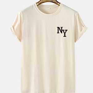 Men's Unisex Tee T shirt Hot Stamping Graphic Prints Letter Plus Size Short Sleeve Casual Tops Cotton Basic Designer Big and Tall White Khaki Green Lightinthebox