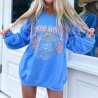 Women's Shift Dress Short Mini Dress Blue Long Sleeve Skeleton Print Fall Spring Round Neck Sporty Casual 2021 S M L XL  Cotton Lightinthebox - thumbnail