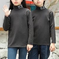 Kids Girls' T shirt Solid Color School Long Sleeve Crewneck Daily 7-13 Years Spring Black Pink Navy Blue Lightinthebox - thumbnail
