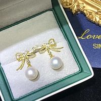 Women's White Pearl Drop Earrings Chandelier Bowknot Simple Dangling Basic Elegant Sweet Earrings Jewelry Gold  White For Gift Daily Engagement Prom Work 1 Pair Lightinthebox - thumbnail