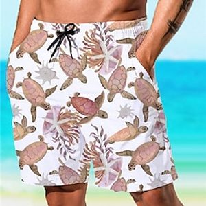 Men's Board Shorts Swim Shorts Swim Trunks Drawstring with Mesh lining Elastic Waist Animal Graphic Prints Quick Dry Short Casual Daily Holiday Hawaiian Boho Pink Blue Micro-elastic Lightinthebox