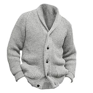 Men's Cardigan Sweater Chunky Cardigan Cropped Sweater Cable Knit Regular Button Up Plain Lapel Vintage Warm Ups Casual Daily Wear Clothing Apparel Raglan Sleeves Fall Winter Black Green M L XL miniinthebox