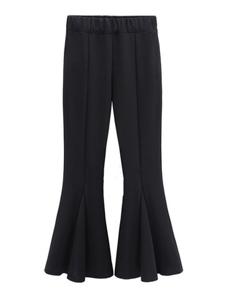 Casual Solid Elastic Waist Flared Pant
