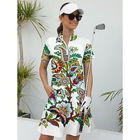 Women's Tennis Dress Golf Dress White Short Sleeve Dress Fall Winter Ladies Golf Attire Clothes Outfits Wear Apparel Lightinthebox - thumbnail