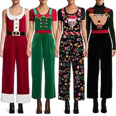Christmas Santa Claus Elf Pants Bodysuits Print Street Style For Women's Adults' 3D Print 100% Polyester Party Casual Daily miniinthebox Christmas Santa Claus Elf Pants Bodysuits Print Street Style For Women's Adults' 3D Print 100% Polyester Party Casual Daily miniinthebox