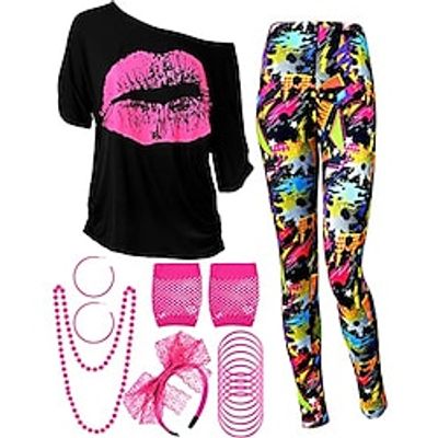 Retro Vintage 1980s T-shirt Accesories Set Women's Cosplay Costume Halloween Party  Evening Earrings Lightinthebox