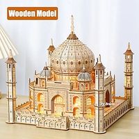 3D Wooden Puzzle House Royal Castle Taj Mahal With Light Assembly Toy For Kids Adult DIY Model Kits Desk Decoration for Gifts Lightinthebox - thumbnail