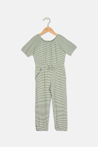 Toddler Girls Stripe Rompers  Olive/White