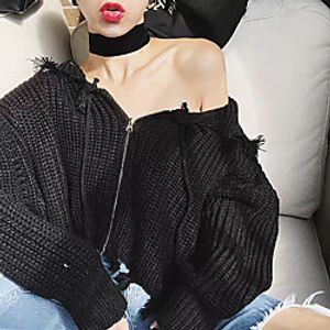 Women's Pullover Sweater Modern Style Solid Color Casual Long Sleeve Sweater Cardigans V Neck Fall Winter dark brown Blue Blushing Pink Lightinthebox