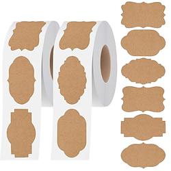 500 PCS Kraft Paper Stickers 6 Fancy Shapes Labels Self Adhesive Blank Stickers for Crafts Homemade Food Jars Gift Tags Name Labels Envelope Labels Home Office Business Uses Lightinthebox