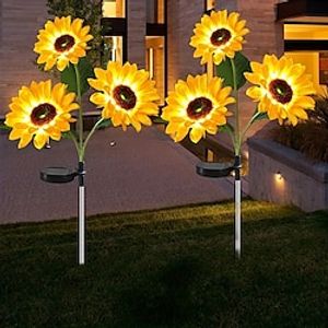Solar Sunflower Light Waterproof Rainproof Windproof Garden Stakes for Outdoor Garden Lawn Pathway Decor Lightinthebox