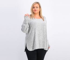 Womens Plus Fitness Workout Pullover Top  Grey Whisper