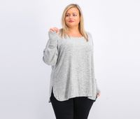 Womens Plus Fitness Workout Pullover Top  Grey Whisper - thumbnail