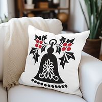 Christmas Scandinavian Folk Art Bell Double Side Pillow Cover 1PC Xmas Soft Decorative Square Pillowcase for Bedroom Livingroom Sofa Couch Chair Lightinthebox - thumbnail
