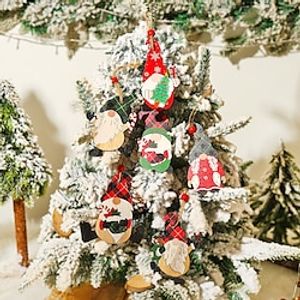 Christmas Supplies Painted Faceless Old Man Shape Wooden Pendant Christmas Tree Decoration. Lightinthebox