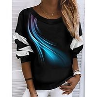 Women's Sweatshirt Pullover Crew Neck Graphic Print Daily Weekend 3D Print Streetwear Casual Clothing Apparel Hoodies Sweatshirts  Black Lightinthebox - thumbnail