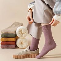 Fashion Comfort Women's Socks Solid Colored Casual Socks Warm Office  Career Black 1 3 Pairs Lightinthebox - thumbnail