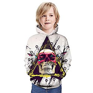Kids Boys' Hoodie  Sweatshirt Long Sleeve Skulls 3D Print Animal Print Beige Children Tops Summer Active Daily Wear Halloween Regular Fit 3-13 Years miniinthebox