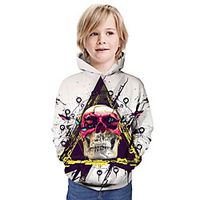 Kids Boys' Hoodie  Sweatshirt Long Sleeve Skulls 3D Print Animal Print Beige Children Tops Summer Active Daily Wear Halloween Regular Fit 3-13 Years miniinthebox - thumbnail