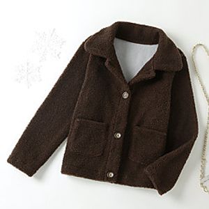 Kids Girls' Cardigan Long Sleeve Brown Solid Color Pocket Daily Vintage 6-12 Y Lightinthebox