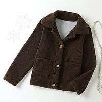 Kids Girls' Cardigan Long Sleeve Brown Solid Color Pocket Daily Vintage 6-12 Y Lightinthebox - thumbnail