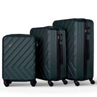 PARA JOHN 3-Piece Hard side ABS Luggage Trolley Set 20/24/28 Inch ARMY GREEN