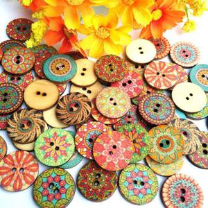100Pcs 3 Styles Wooden Sewing Buttons