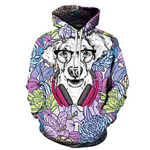 Men's Unisex Plus Size Pullover Hoodie Sweatshirt Dog Graphic Prints Print Hooded Casual Daily Holiday 3D Print Basic Designer Hoodies Sweatshirts  Long Sleeve Purple Yellow Green miniinthebox