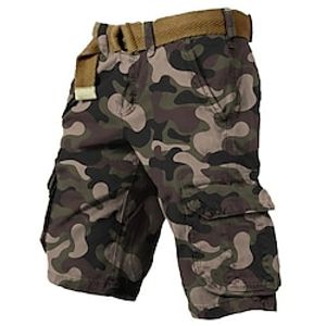 Men's Cargo Shorts Shorts Hiking Shorts Multi Pocket Camouflage Wearable Knee Length Outdoor Casual Daily 100% Cotton Sports Fashion Camouflage Blue Khaki Lightinthebox