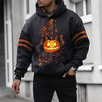 Men's Unisex Pullover Hoodie Sweatshirt Graphic Prints Pumpkin Print Halloween Daily Sports 3D Print Designer Casual Hoodies Sweatshirts  Black miniinthebox - thumbnail