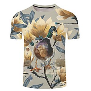 Men's Unisex Tee T shirt 3D Print Plants Graphic Prints Animal Plus Size 3D Print Short Sleeve Casual Tops Basic Designer Big and Tall Light Yellow Blue Purple Lightinthebox