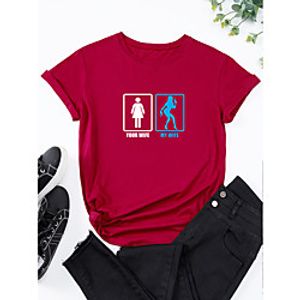 Women's T shirt Graphic Print Round Neck Basic Tops 100% Cotton White Purple Red miniinthebox