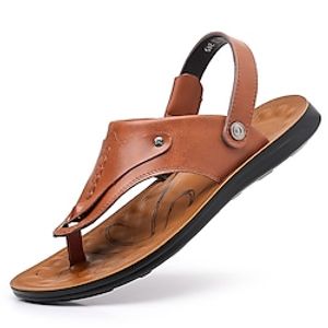 Men's Sandals Outdoor Slippers Beach Slippers Sporty Sandals Casual Beach Daily PU Breathable Black Brown Summer Spring Lightinthebox