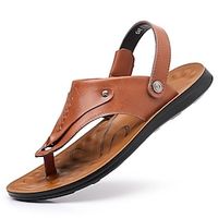 Men's Sandals Outdoor Slippers Beach Slippers Sporty Sandals Casual Beach Daily PU Breathable Black Brown Summer Spring Lightinthebox - thumbnail