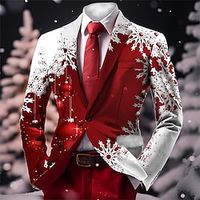 Snowflake Business Men's Coat Blazer Christmas Work Wear to work Fall  Winter Turndown Long Sleeve Wine Navy Blue S M L Polyester Weaving Jacket Lightinthebox - thumbnail