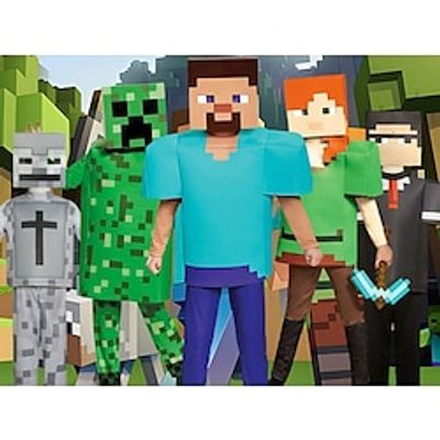 Minecraft Cosplay Cosplay Costume Halloween Group Family Costumes Boys Girls' Movie Cosplay Cosplay Halloween Black Blue Dark Green Costume Halloween Carnival Masquerade Polyester miniinthebox