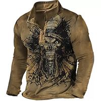 Men's Unisex Zip Up Sweatshirt Pullover Skull Graphic Prints Zipper Print Daily Sports 3D Print Designer Casual Big and Tall Clothing Apparel Hoodies Sweatshirts  Long Sleeve Brown Lightinthebox - thumbnail