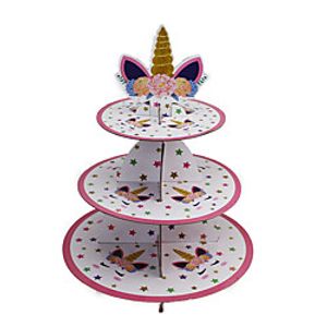 Unicorn Paper Cake Stand Party Birthday Party Dress Up Three-layer Disc Display Dessert Stand Lightinthebox