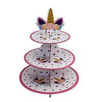 Unicorn Paper Cake Stand Party Birthday Party Dress Up Three-layer Disc Display Dessert Stand Lightinthebox - thumbnail