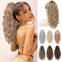 Ponytail Extension Claw Clip in Ponytail Extension 16 Long Wavy Curly Ponytail Hair Extensions Natural Soft Hair Pieces for Women Dark Blonde Lightinthebox