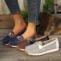 Women's Loafers Classic Loafers Platform Loafers Comfort Shoes Work Buckle Hidden Heel Round Toe Comfort Minimalism Walking Suede Denim Buckle Brown Dark Blue Gray Lightinthebox