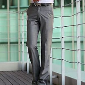 Men's Dress Pants Trousers Bell Bottom Pocket Straight Leg Solid Colored Comfort Office Business Streetwear Casual Black Deep Blue Micro-elastic Lightinthebox