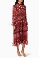 Tiered Midi Dress in Crepe - thumbnail