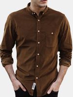 Fall Corduroy Slim Fit Button Up Casual Shirt