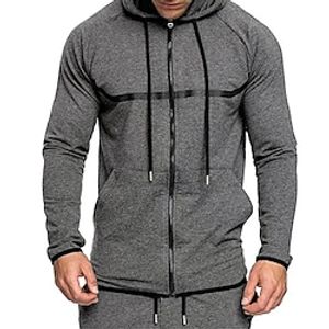 Men's Full Zip Hoodie Jacket Solid Color Zipper Pocket Daily Holiday Going out non-printing Casual Streetwear Hoodies Sweatshirts  Dark Gray Lightinthebox