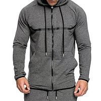 Men's Full Zip Hoodie Jacket Solid Color Zipper Pocket Daily Holiday Going out non-printing Casual Streetwear Hoodies Sweatshirts  Dark Gray Lightinthebox - thumbnail