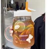 Small Orange Glass Water Cup For Girls Large Capacity With Tea Strainer Ins High-temperature Resistant Office With Straw Coffee Tea Cup miniinthebox - thumbnail