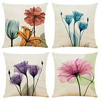 Watercolor Double Side Cushion Cover 4PC Soft Decorative Square Throw Pillow Cover Cushion Case Pillowcase for Bedroom Livingroom Superior Quality Machine Washable Indoor Cushion for Sofa Couch Bed Chair Lightinthebox - thumbnail